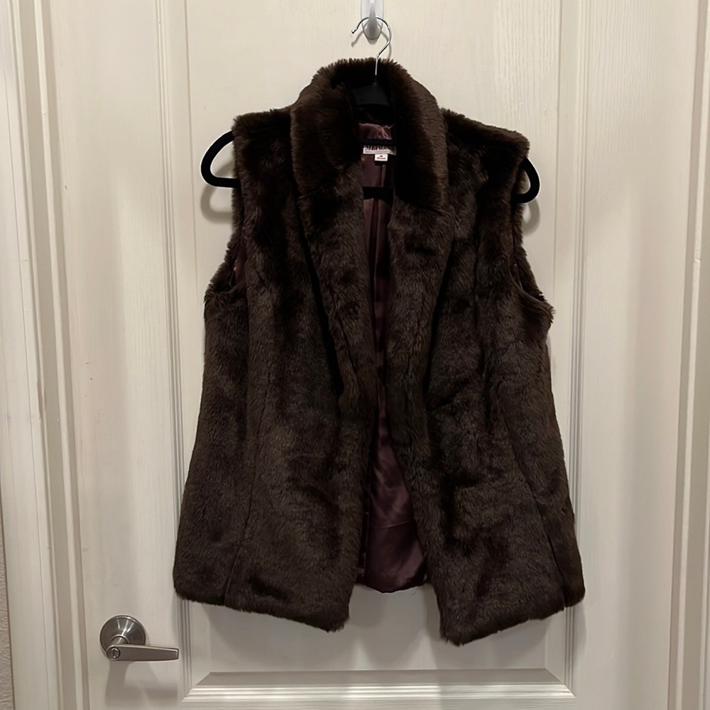 Brown heavy weight faux fur vest.